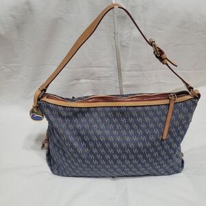 Vintage Dooney & Bourke Blue  Shoulder Bag Blue Denim Monogran Cabas Genuine L.